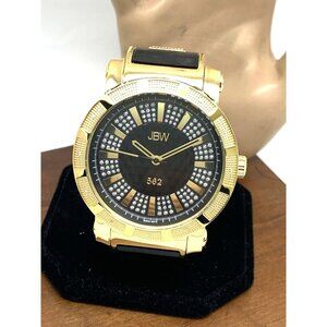 JBW Men's Watch 562 Diamond Swiss Quartz Gold Black Rubber Strap Oversized 50mm